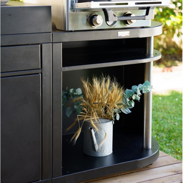 Meuble arrondi ouvert droite LE MARQUIER pour cuisine d'extérieur 80x55cm noir