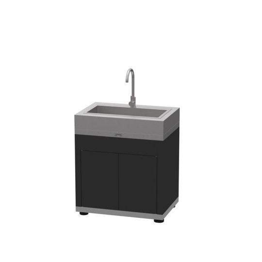 Meuble avec évier intégré LE MARQUIER pour cuisine d'extérieur 80x55cm coloris DUO noir inox