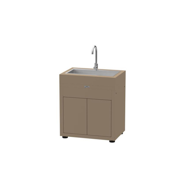 Meuble avec évier intégré LE MARQUIER pour cuisine d'extérieur 80x55cm taupe