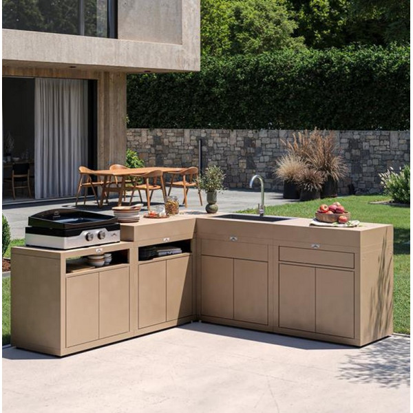 Meuble avec tablette LE MARQUIER pour cuisine d'extérieur 80x55cm taupe