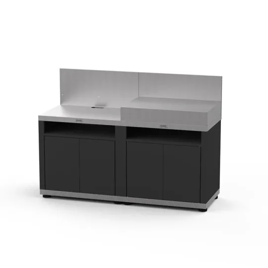 Cuisine d'extérieur LE MARQUIER 2 éléments avec crédences coloris DUO noir et inox