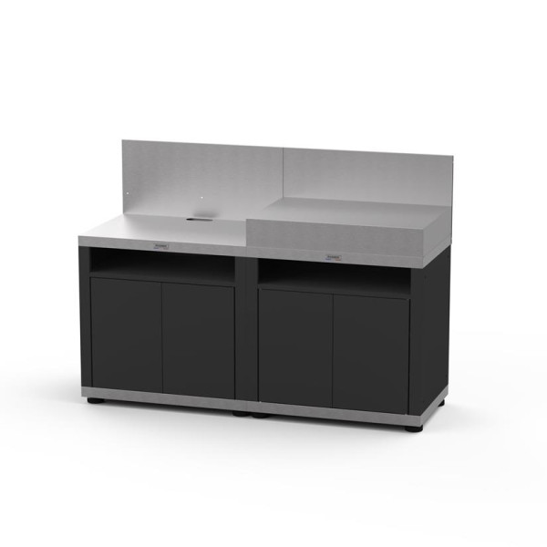 Cuisine d'extérieur LE MARQUIER 2 éléments avec crédences coloris DUO noir et inox