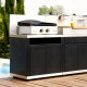 Cuisine d'extérieur LE MARQUIER 3 éléments avec crédences coloris DUO noir et inox