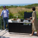 Cuisine d'extérieur LE MARQUIER îlot 4 éléments coloris DUO noir et inox