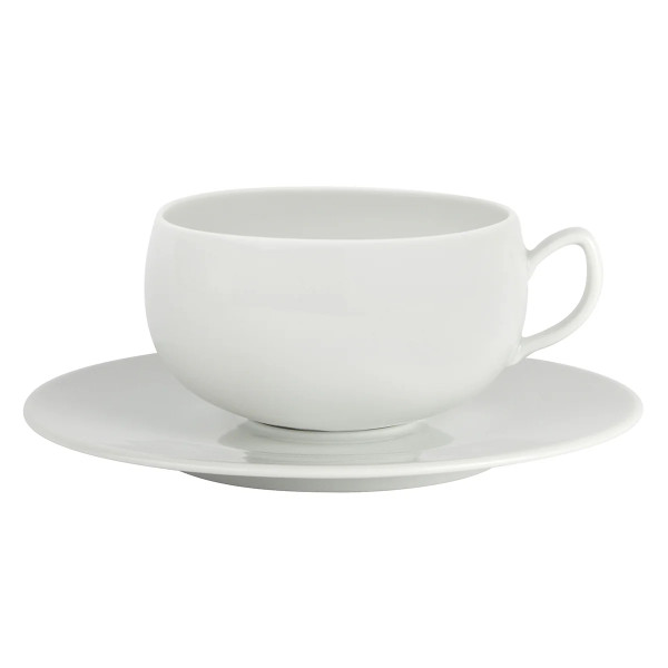 Tasse à thé/lungo avec soucoupe GUY DEGRENNE Salam en porcelaine blanche
