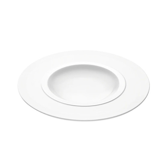 Assiette gourmet grand bassin GUY DEGRENNE Bahia Pierre de Lune en porcelaine blanche 26cm