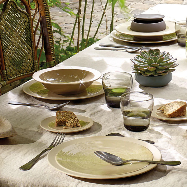 Assiette creuse GUY DEGRENNE Bahia Dune en grès beige 20cm