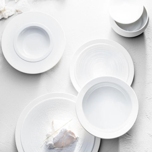 Assiette de présentation GUY DEGRENNE Bahia Pierre de Lune en porcelaine blanche 29cm