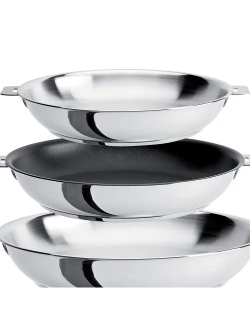 Set CRISTEL Mutine amovible batterie de 3 poêles 20 24 et 28cm inox