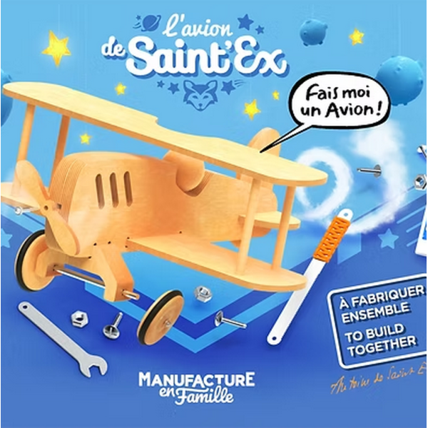 Jouet en bois à construire MANUFACTURE EN FAMILLE L'avion de Saint Ex DIY