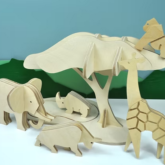 Jouet en bois à construire MANUFACTURE EN FAMILLE Les animaux de la savane DIY