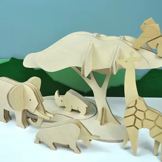 Jouet en bois à construire MANUFACTURE EN FAMILLE Les animaux de la savane DIY