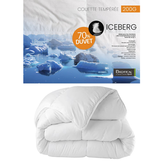 Couette naturelle tempérée anti-acariens BIOTEX Iceberg 70% duvet 30% plumettes - 4 tailles