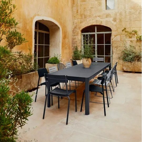 Table à manger rectangulaire FERMOB Ribambelle XL 3 allonges 149/299x100cm en métal - 25 coloris