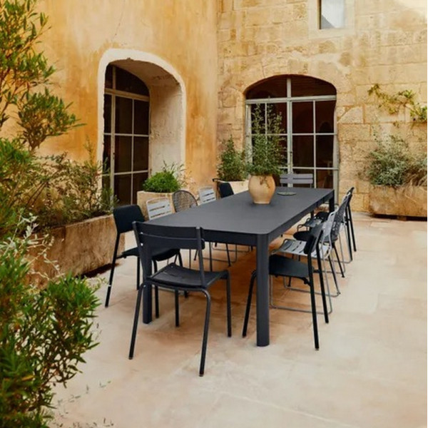 Table à manger rectangulaire FERMOB Ribambelle XL 3 allonges 149/299x100cm en métal - 25 coloris