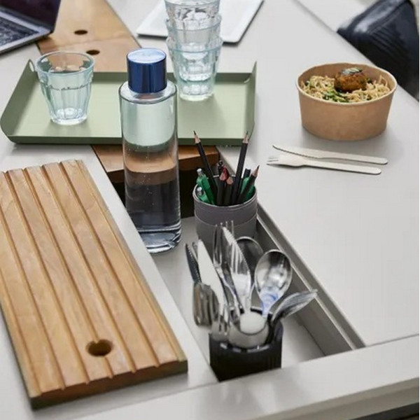 Table à manger rectangulaire avec rangements FERMOB Bellevie 196x90 en métal - 25 coloris