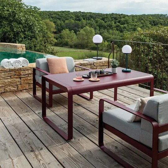 Table à manger rectangulaire mi-hauteur FERMOB Bellevie 140x80cm en métal - 25 coloris