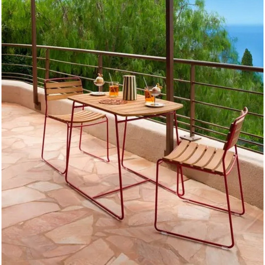 Table à manger FERMOB Surprising Teck 90x60cm en bois et métal - 25 coloris