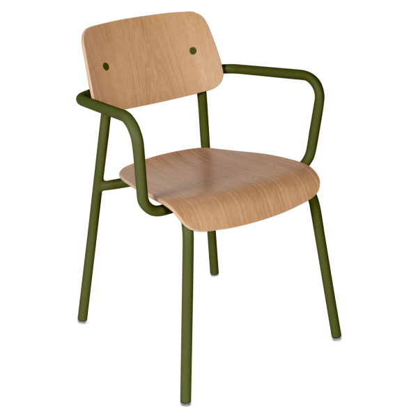 Fauteuil avec accoudoirs bridge FERMOB Studie chêne en bois et métal - 25 coloris