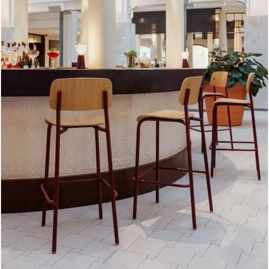 Chaise haute de bar FERMOB Studie chêne H.75cm en bois et métal - 25 coloris