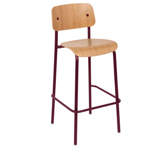 Chaise haute de bar FERMOB Studie chêne H.75cm en bois et métal - 25 coloris