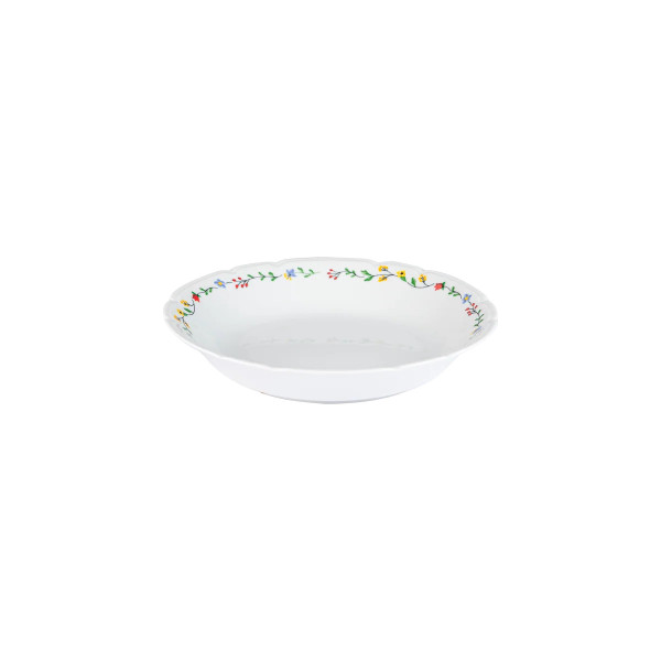 Assiette creuse GUY DEGRENNE Réminiscence fleurie en porcelaine blanche 19cm