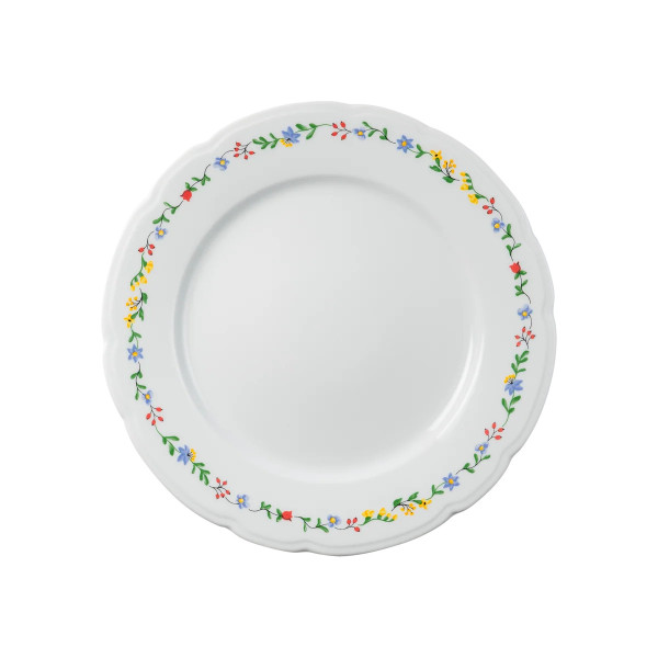 Assiette plate GUY DEGRENNE Réminiscence fleurie en porcelaine blanche 26cm