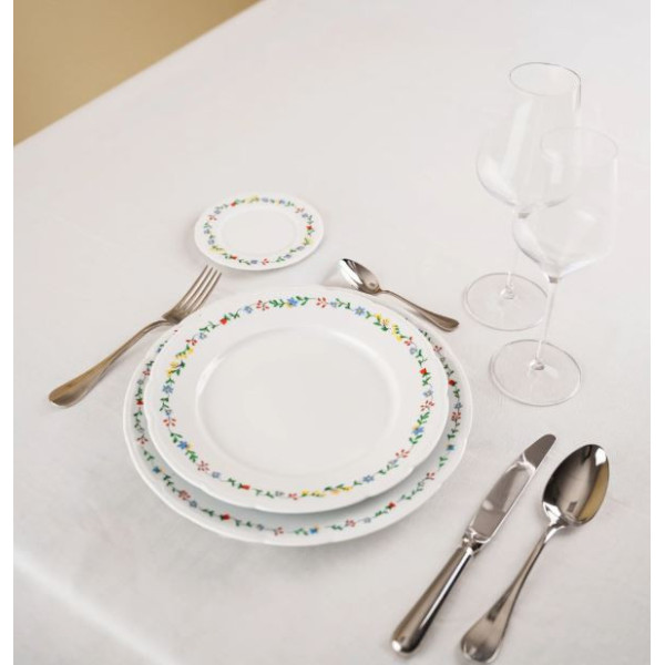 Assiette à dessert GUY DEGRENNE Réminiscence fleurie en porcelaine blanche 21.5cm