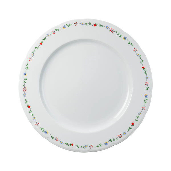 Assiette de présentation GUY DEGRENNE Réminiscence fleurie en porcelaine blanche 29.5cm