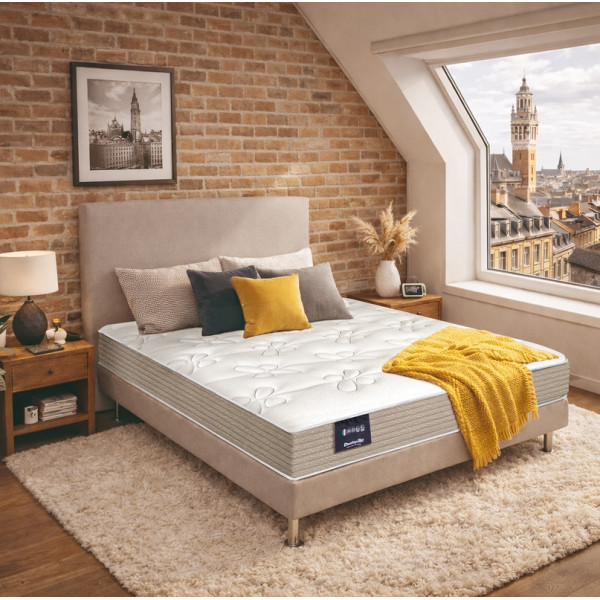 Matelas fixe ou relax DUNLOPILLO Edelweiss accueil moelleux soutien ferme - Latex H18cm - 10 tailles