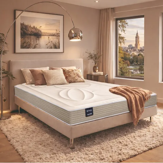 Matelas fixe ou relax DUNLOPILLO Glycine accueil moelleux soutien ferme - Latex H22cm - 10 tailles