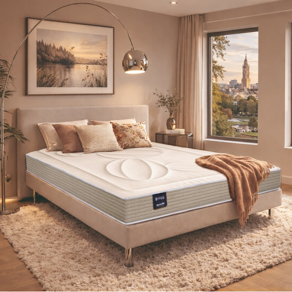 Matelas fixe ou relax DUNLOPILLO Glycine accueil moelleux soutien ferme - Latex H22cm - 10 tailles