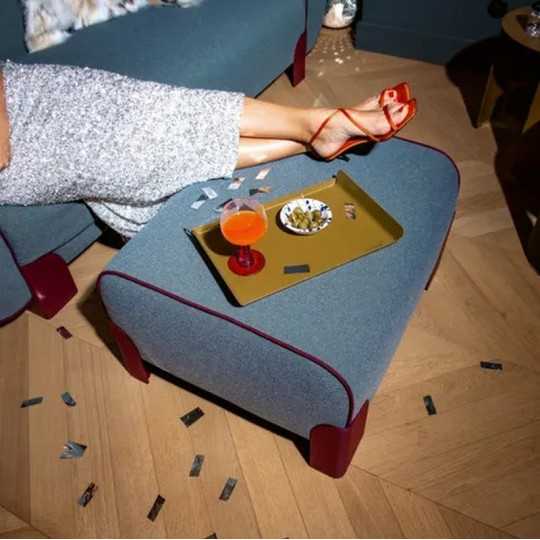 Grand pouf FERMOB Voulez-vous Chiné en tissu et métal - 20 coloris