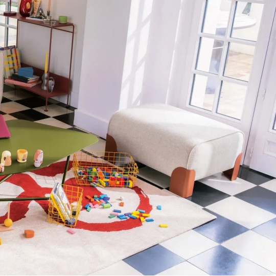 Grand pouf FERMOB Voulez-vous Bouclette en tissu et métal - 12 coloris