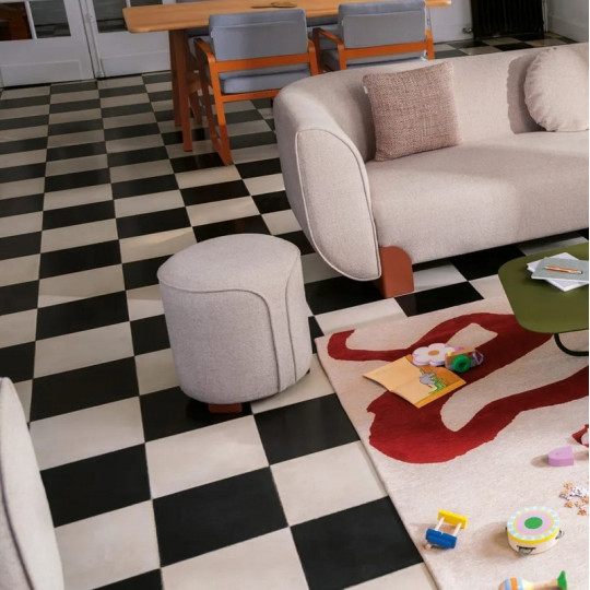 Pouf rond FERMOB Voulez-vous Moucheté en tissu et métal - 12 coloris