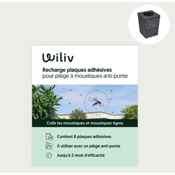 Pack recharge de 8 plaques adhésives pour piège anti-ponte WILIV Ovi