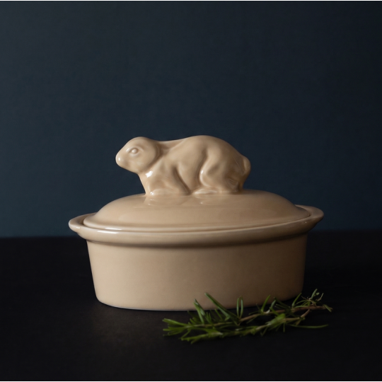 Terrine ovale n°6 MANUFACTURE DE DIGOIN modèle Lièvre 1L en grès émaillé - 2 coloris