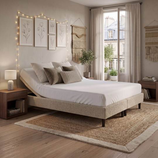 Sommier relaxation à lattes DUNLOPILLO Dunlo'box mono 18cm - 4 tailles 95 coloris