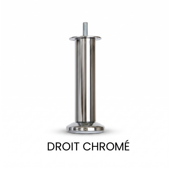 Jeu de 4 pieds droits chromés DUNLOPILLO pour sommier hauteur 15cm métal coloris argenté
