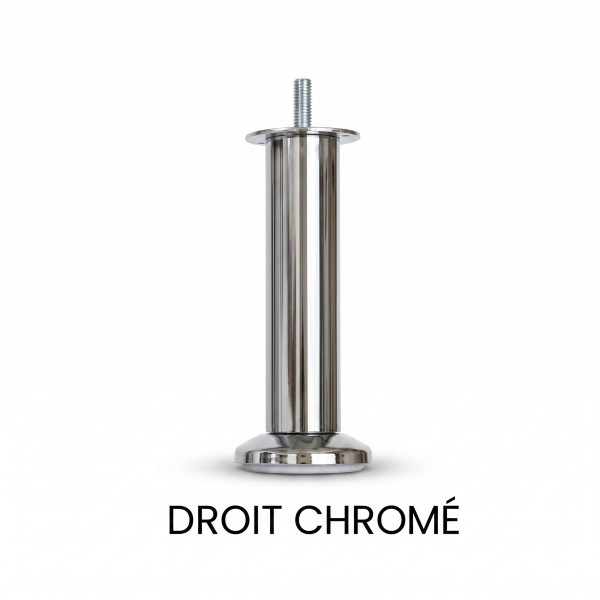 Jeu de 4 pieds droits chromés DUNLOPILLO pour sommier hauteur 15cm métal coloris argenté