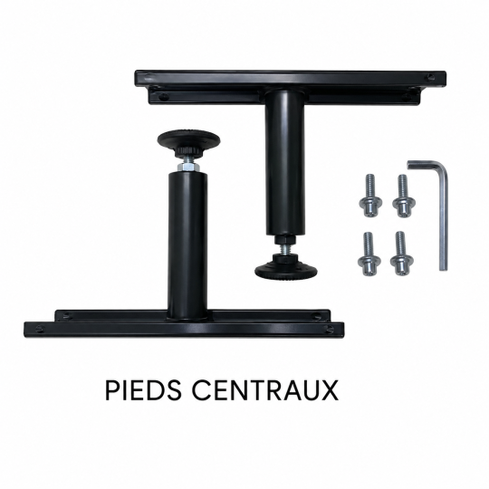 Jeu de 2 pieds centraux DUNLOPILLO pour sommier hauteur réglable métal coloris noir