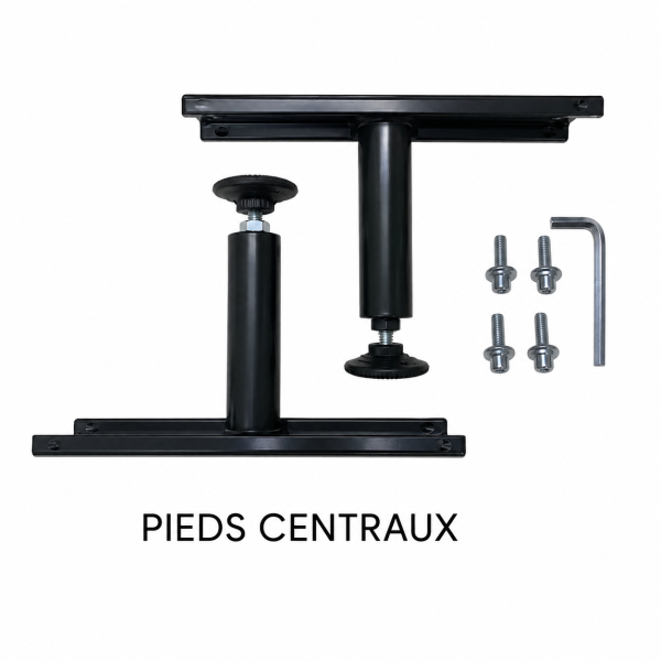 Jeu de 2 pieds centraux DUNLOPILLO pour sommier hauteur réglable métal coloris noir