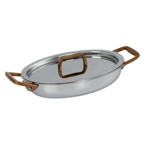 Mini plat ovale CRISTEL Castel Pro en inox finition cuivrée 15cm avec couvercle