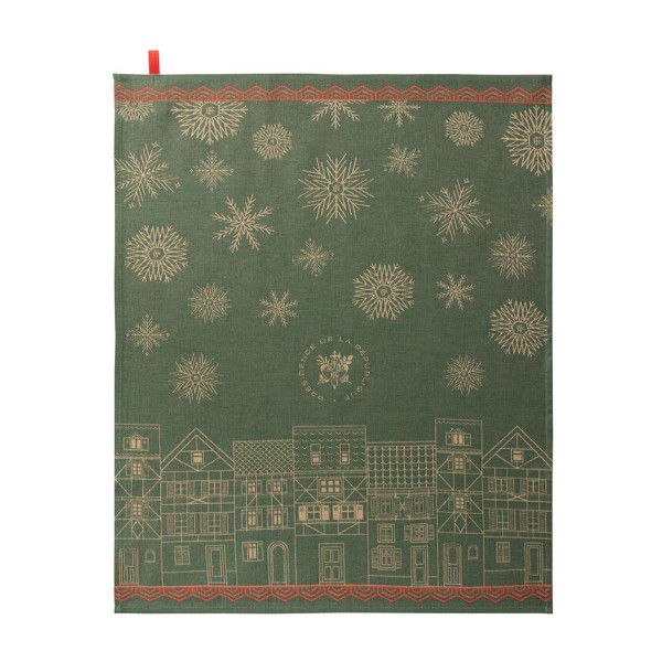 Torchon LE JACQUARD FRANCAIS Village de Noël Elysée 100% coton 60x80cm