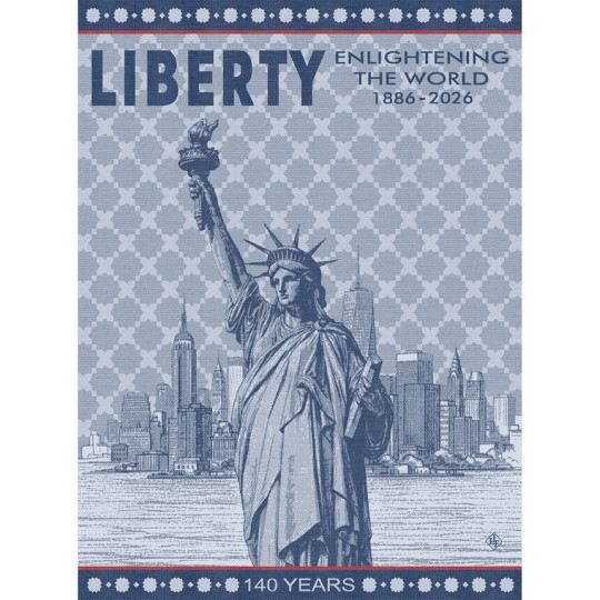 Torchon LE JACQUARD FRANCAIS 140 ans de la Statue de la Liberté 100% coton 60x80cm