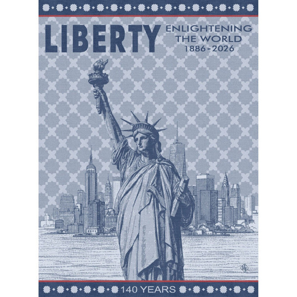 Torchon LE JACQUARD FRANCAIS 140 ans de la Statue de la Liberté 100% coton 60x80cm