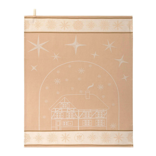 Torchon LE JACQUARD FRANCAIS Noël au chalet Elysée 100% coton 60x80cm Or