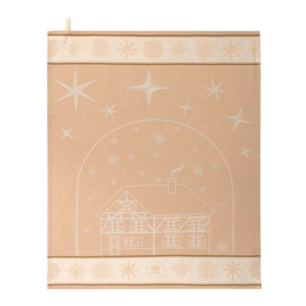 Torchon LE JACQUARD FRANCAIS Noël au chalet Elysée 100% coton 60x80cm Or