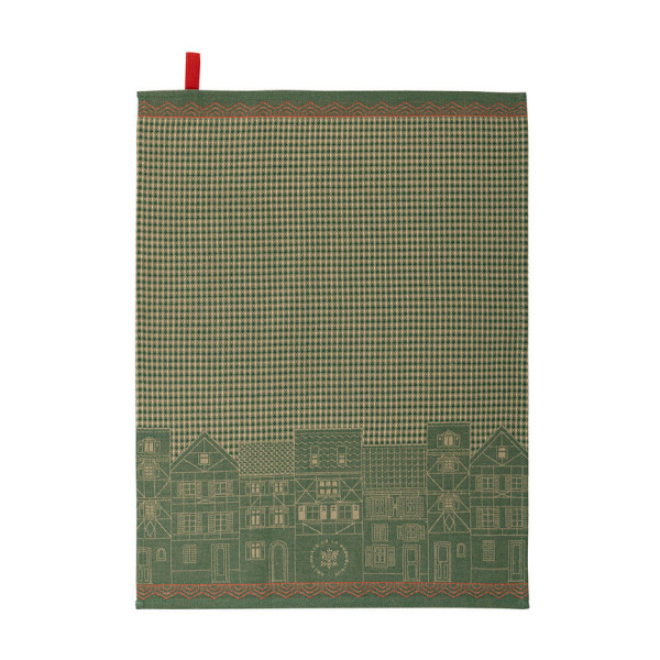 Essuie-mains LE JACQUARD FRANCAIS Village de Noël Elysée 100% coton 44x59cm vert