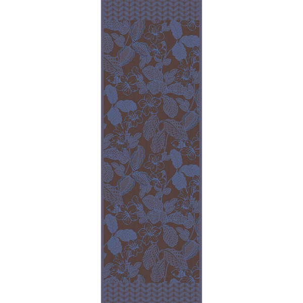 Chemin de table LE JACQUARD FRANCAIS Sulawesi Terre Indigo 100% coton 50x150cm